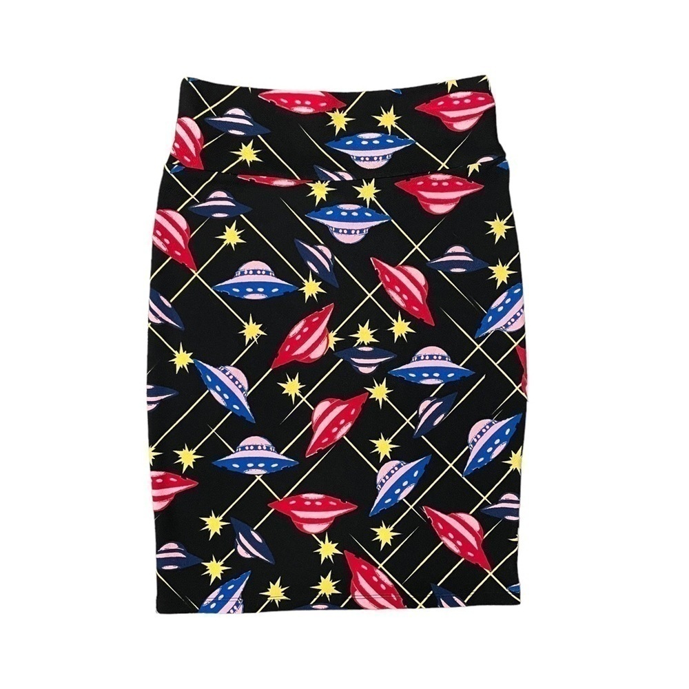 NWT LulaRoe Cassie Skirt Space Ships Size Small